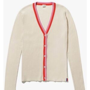 KULE The Tommi Cream Cardigan with Pink & Red Trim